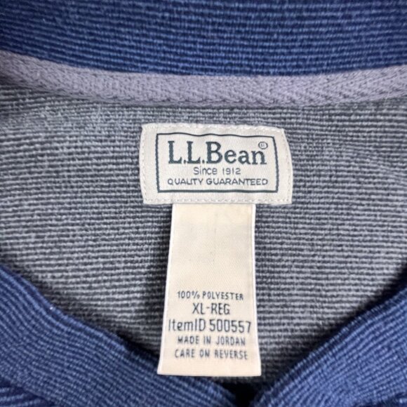 LL Bean Henley Shirt Mens XL Blue Long Sleeve Pocket Outdoors 500557 Polyester - Picture 3 of 12